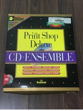 The Print Shop Deluxe CD Ensemble Macintosh Big Box Retro 90's